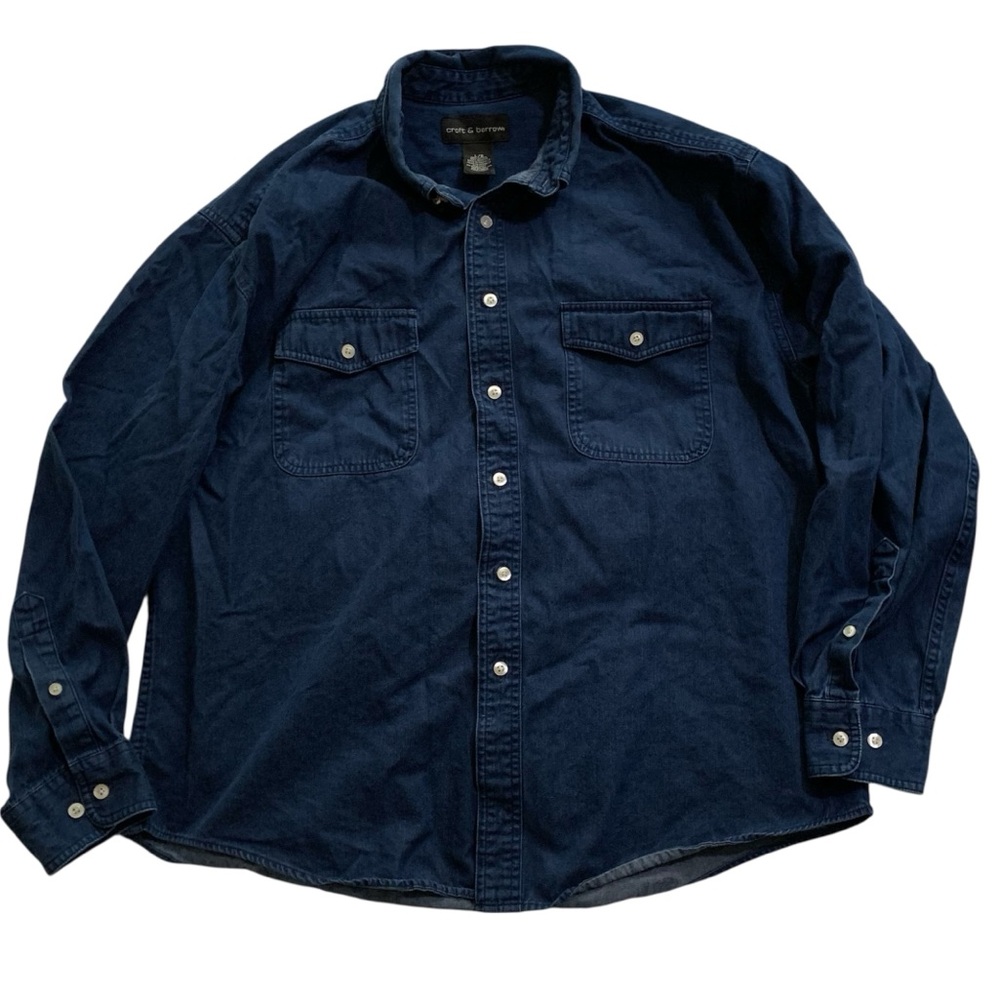 Dark Wash Denim Button-Down Shirt Size Large Western